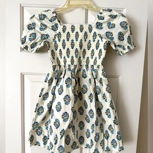 Girls Smocked Floral Cream Dress